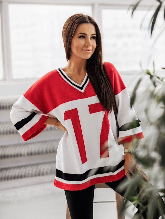 Sweter czerwono-biały Cocomore cmgB160.R01