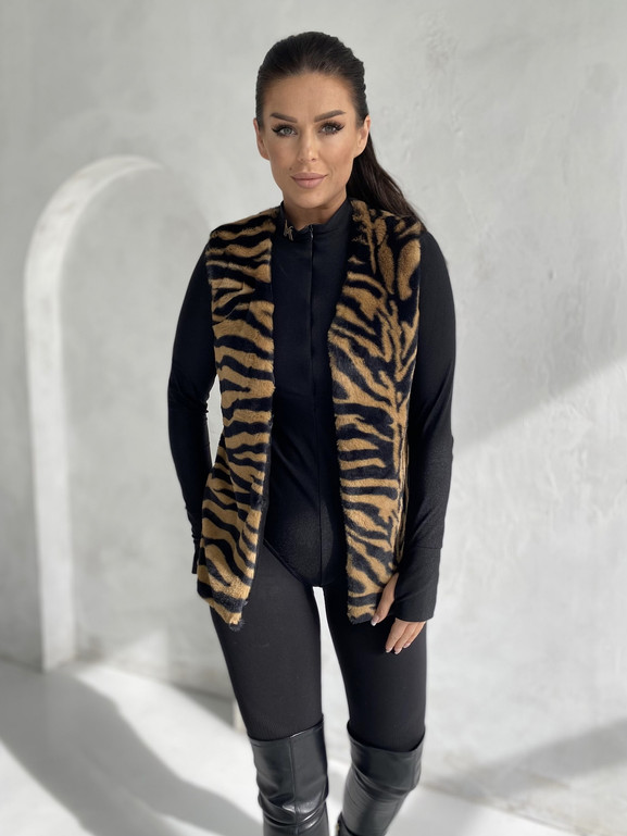 Brązowa kamizelka sztuczne futerko Yups