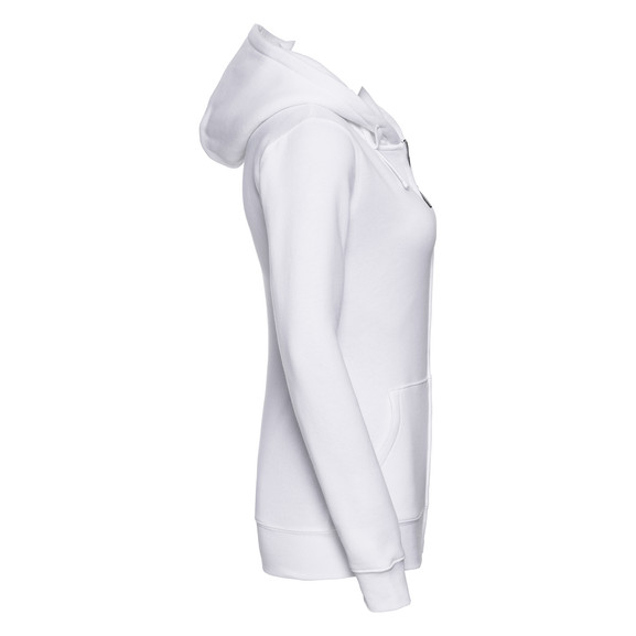 Biała bluza damska z kapturem i zamkiem Authentic Russell