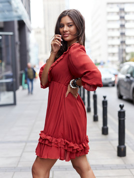 Sukienka bordowa Och Bella BI-0761-I.bordo