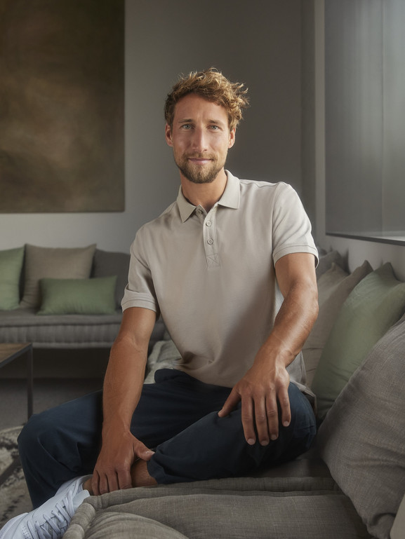 Beżowa koszulka męska polo Pure Organic Russell