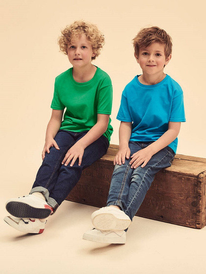 Zielona koszulka dziecięca z czesanej bawełny Fruit of the Loom