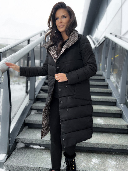 Czarna kurtka dwurzędowa wysoka stójka Yups