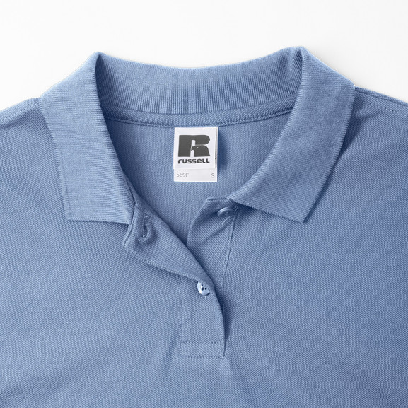 Błękitna koszulka damska polo 100% bawełna Russell