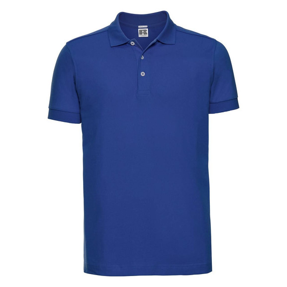 Niebieska męska koszulka Stretch Polo z gładkiej bawełny ring-spun Russell