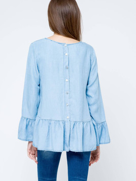 Bluzka Euphory a'la jeans zapinana na guziczki z tyłu błękitna