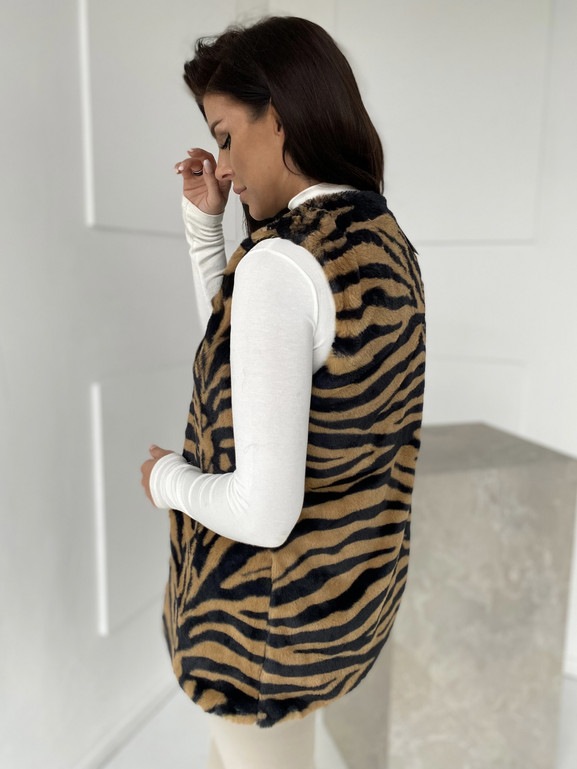 Brązowa kamizelka sztuczne futerko Yups