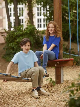 Niebieska koszulka dziecięca Slim Fit Russell  