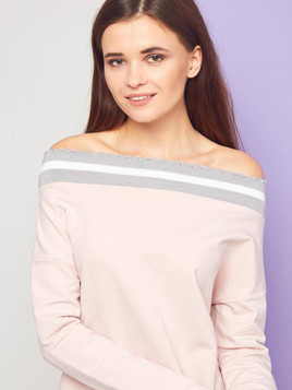 Bluza Mi...Mi z szerokim dekoltem różowa