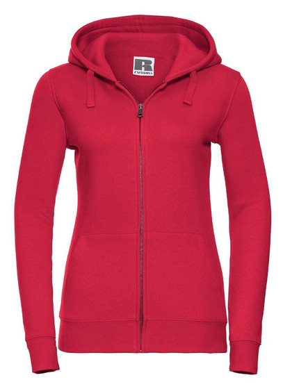 Czerwona bluza damska z kapturem i zamkiem Authentic Russell