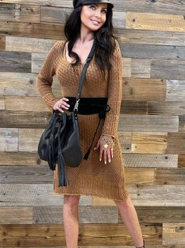 Sukienka brązowa By o la la cxp0597.R41 