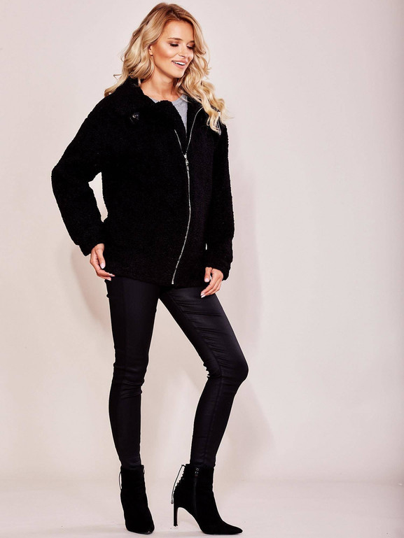 Kurtka pilotka z kożuszkiem czarna