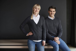 Antracytowy kardigan damski w szpic Russell