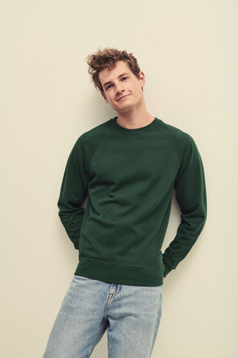 Zielona bluza męska Lightweight Raglan Sweat Fruit of the Loom 