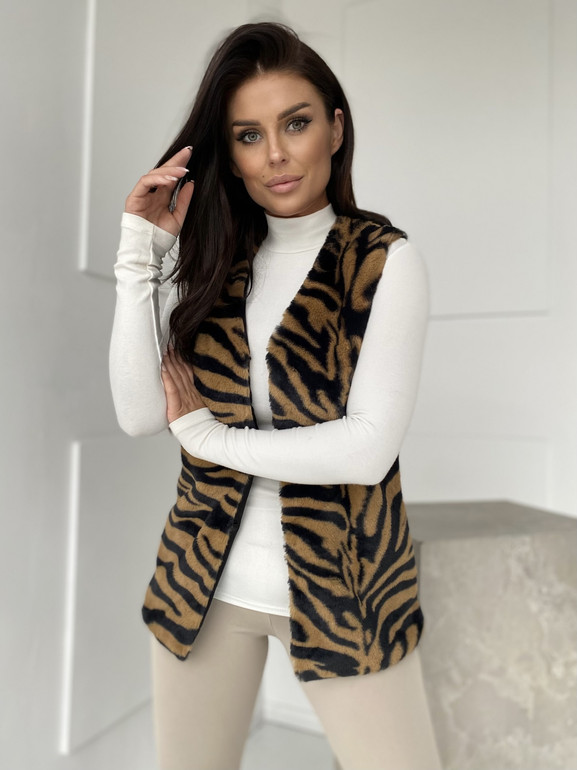 Brązowa kamizelka sztuczne futerko Yups