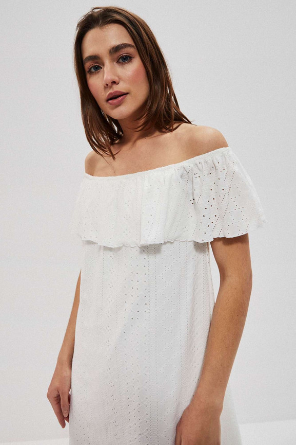 Biała ażurowa sukienka Moodo