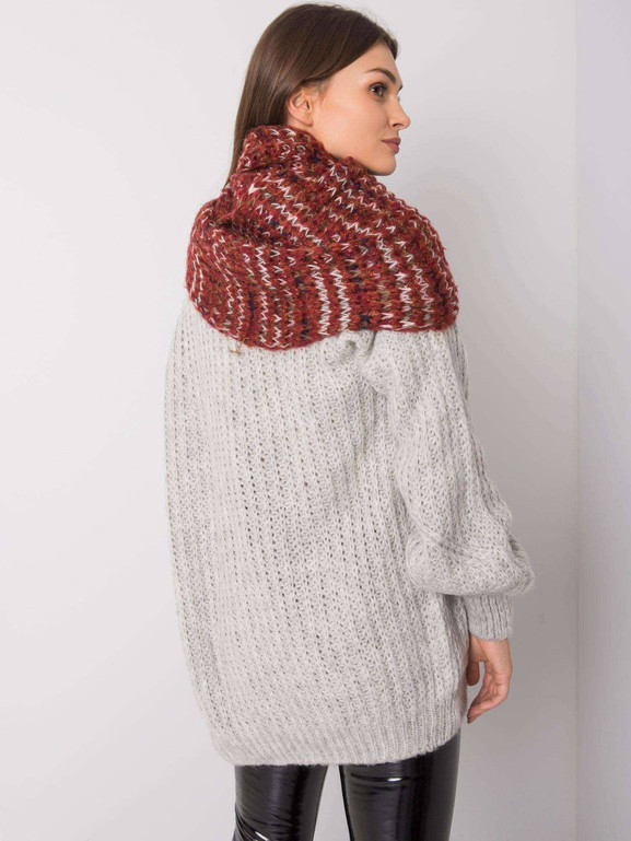 Komin z kolorową nitką bordowy