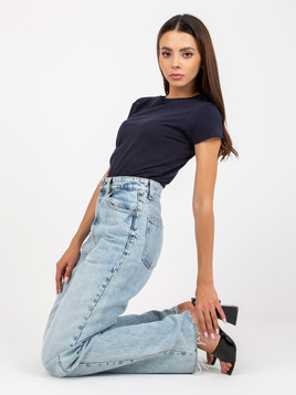 Granatowy bawełniany damski t-shirt BASIC