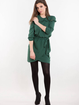 Sukienka z kopertowym dołem, wiązana zielona