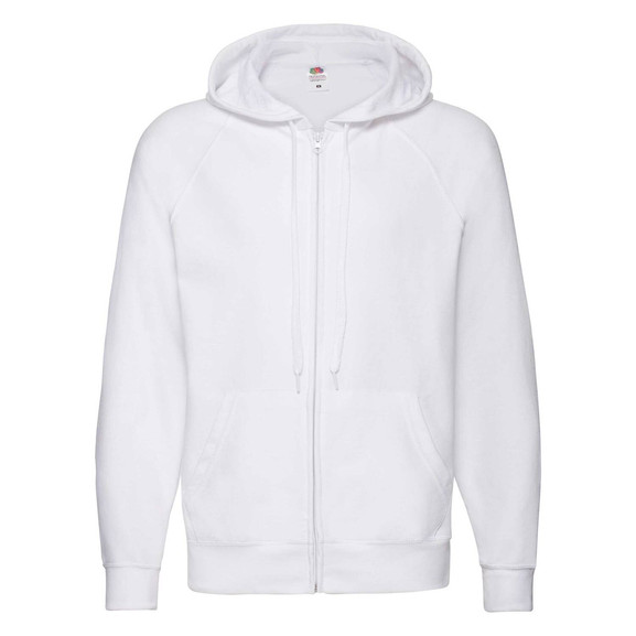 Biała bluza męska z kapturem Lightweight Zip Thru Hooded Sweat Fruit of the Loom