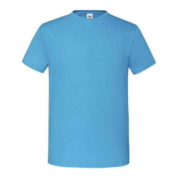 Niebieska koszulka męska z czesanej bawełny Iconic rękawem Fruit of the Loom