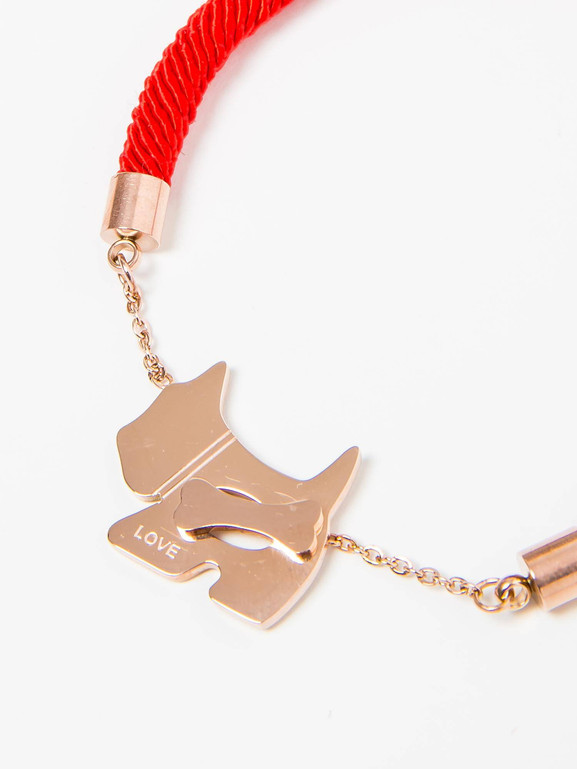 Bransoletka ze złotym psem czerwona