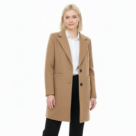 Camelowy klasyczny płaszcz w prążek Yups