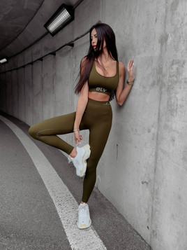 Khaki legginsy CLASIC OLAVOGA
