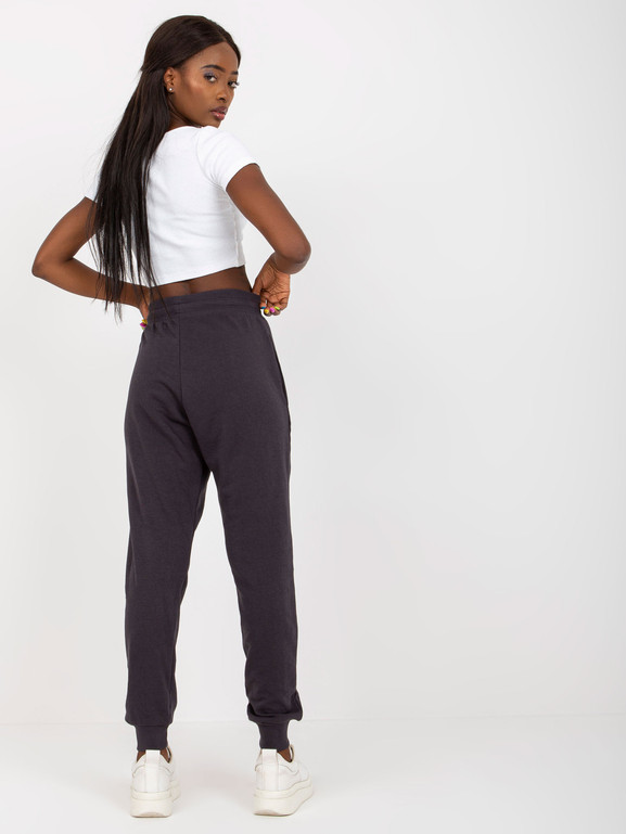 Grafitowe klasyczne spodnie dresowe basic wiązane