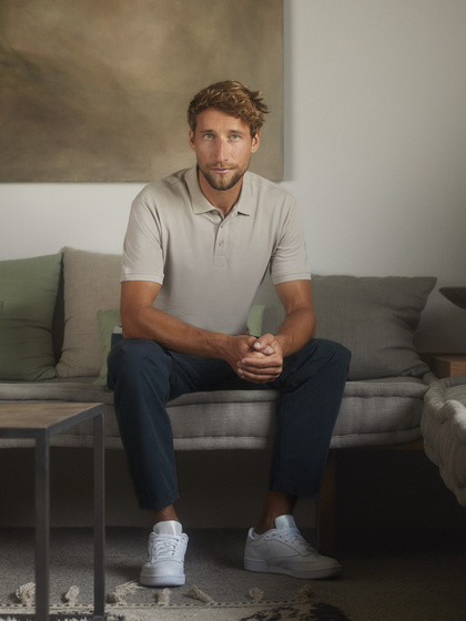 Beżowa koszulka męska polo Pure Organic Russell