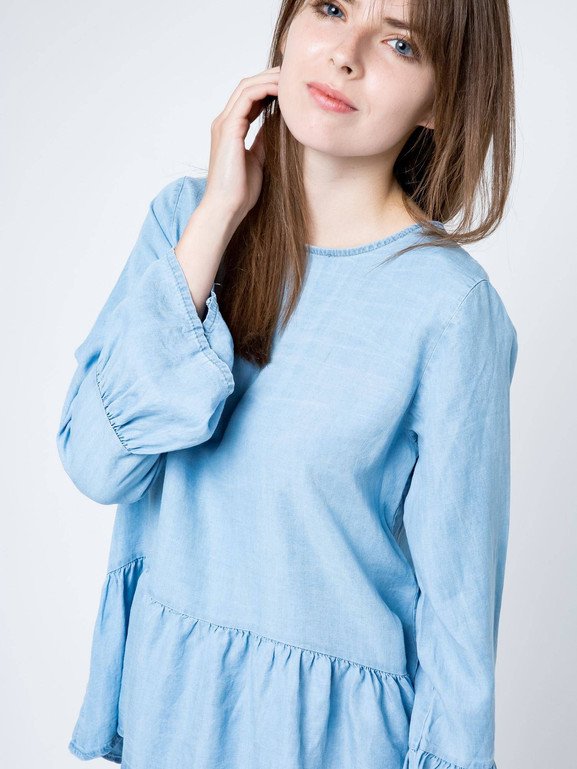 Bluzka Euphory a'la jeans zapinana na guziczki z tyłu błękitna