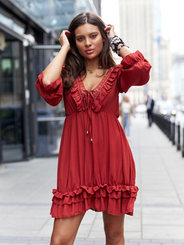 Sukienka bordowa Och Bella BI-0761-I.bordo