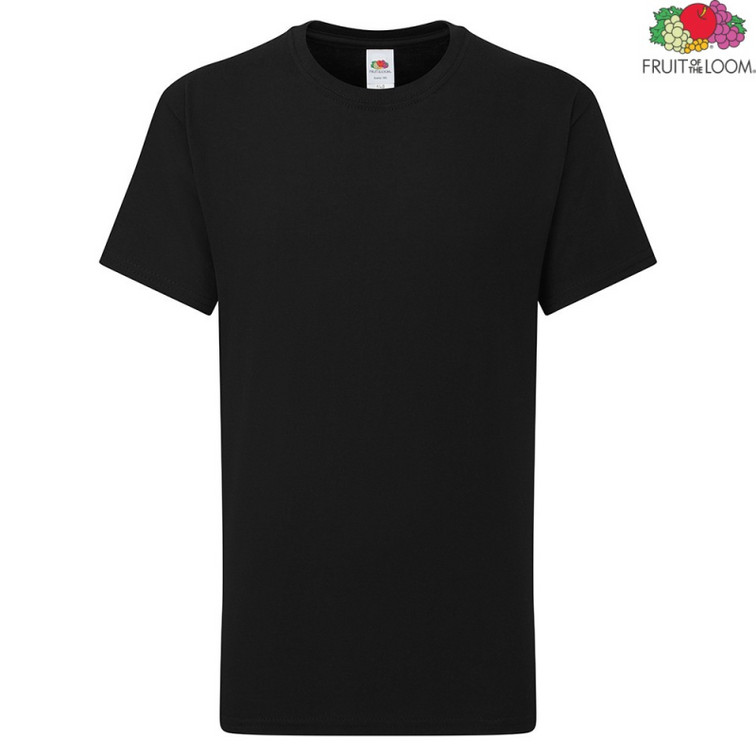 Czarna koszulka dziecięca Iconic195 ring spun Fruit of the Loom