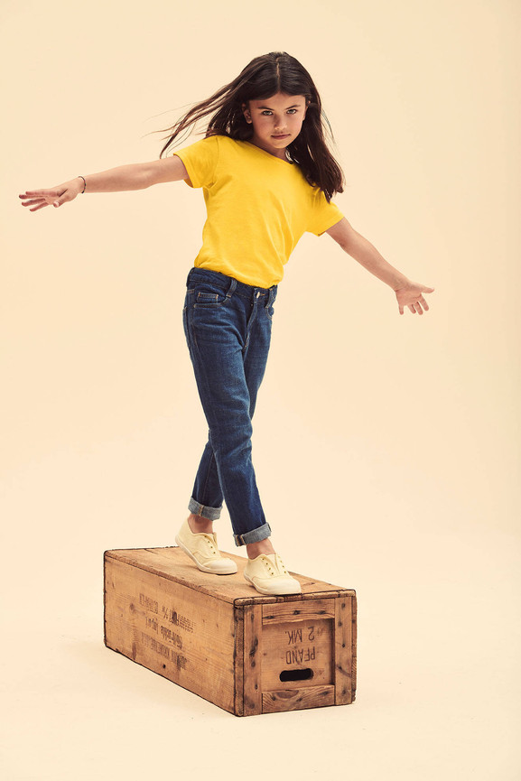 Żółta  koszulka dziewczęca Iconic Fruit of the Loom