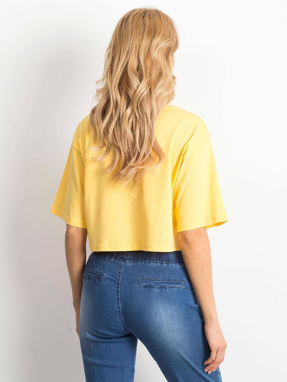 Bluzka cropped jednolita żółty