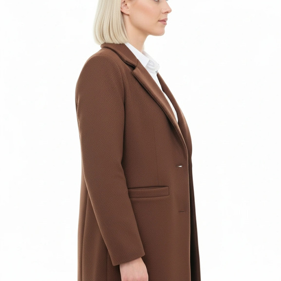 Czekoladowy klasyczny płaszcz w prążek Yups