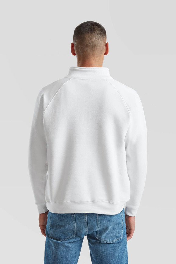 Biała bluza męska Zip Neck Sweat Fruit of the Loom