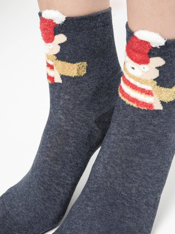 Skarpetki z aplikacją miś szare