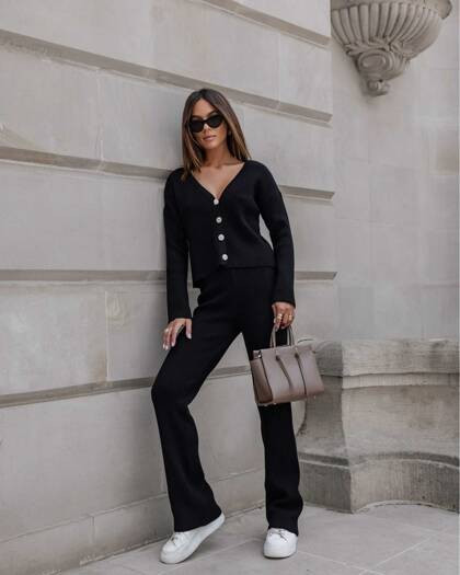 Czarne dzianinowe spodnie Cocomore