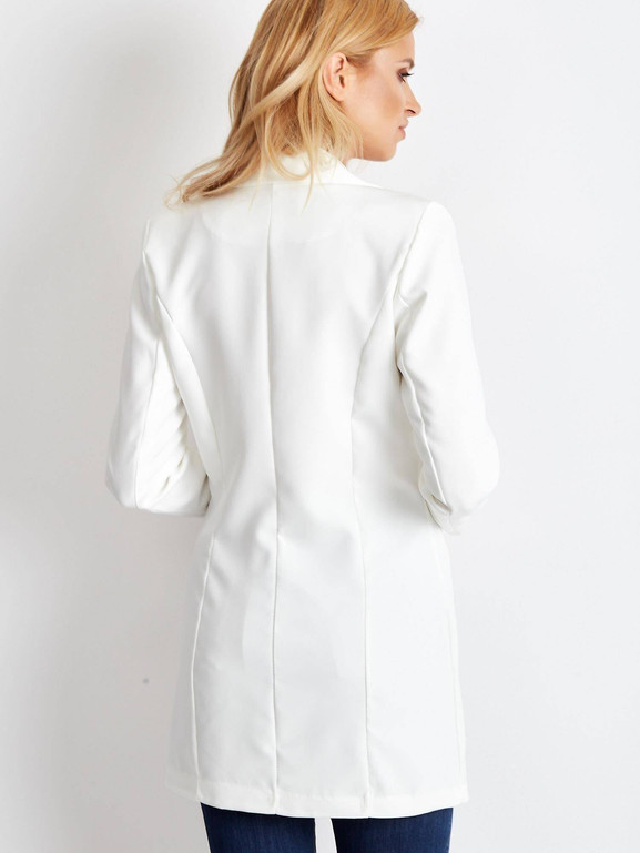 Żakiet długi zdobiony złotymi guzikami ecru