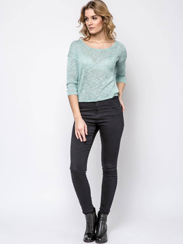 Zielony krótki sweter z wiskozy