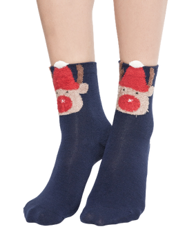 Skarpetki z aplikacją głowy misia granatowe