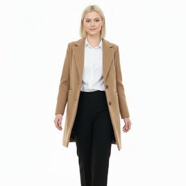 Camelowy klasyczny płaszcz w prążek Yups