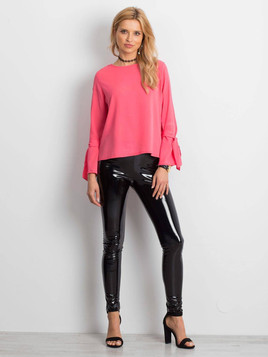 Bluzka z rozkloszowanymi wiązanymi rękawami koralowa