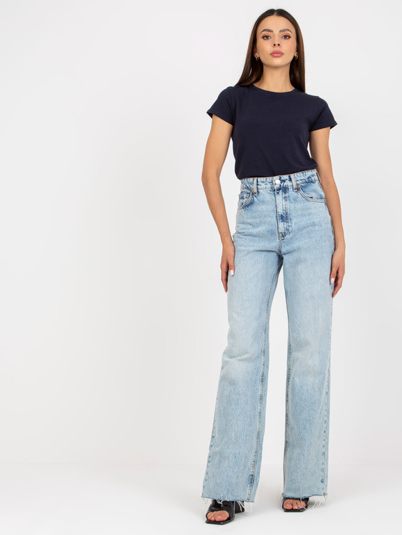 Granatowy bawełniany damski t-shirt BASIC