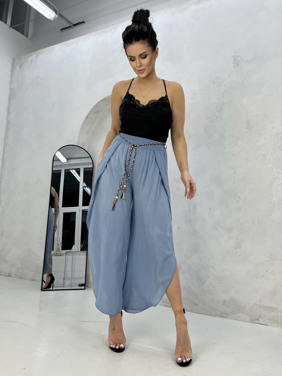 Spodnie niebieskie Och Bella BI-81378.steelblue