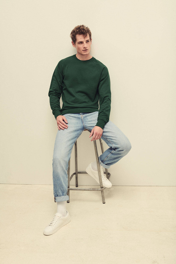 Zielona bluza męska Lightweight Raglan Sweat Fruit of the Loom