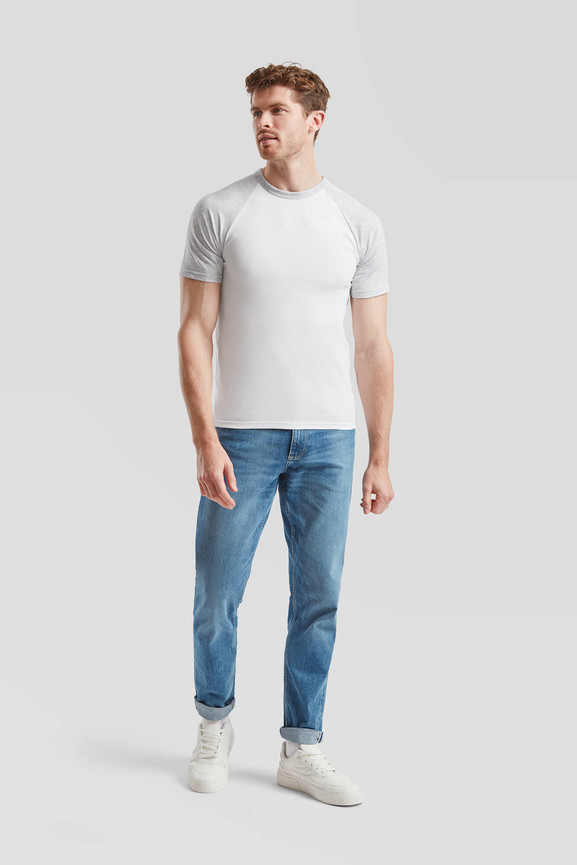 Biała koszulka męska Baseball Fruit of the Loom