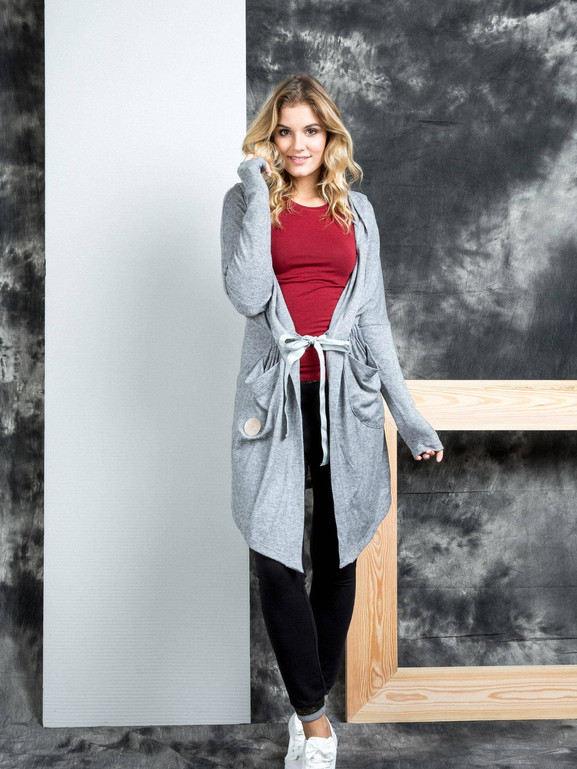 Narzutka Mi...Mi z naszytymi kieszeniami szara