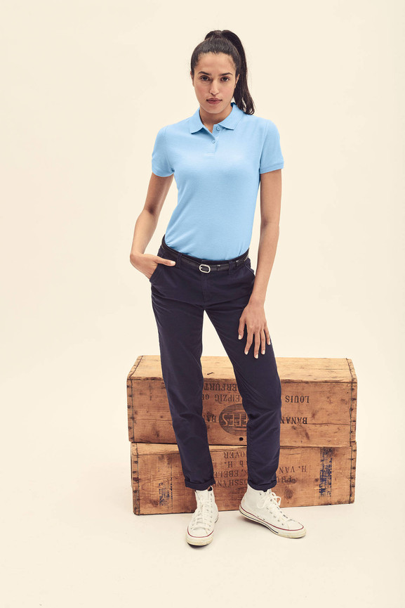 Błękitna koszulka damska polo 65/35 Polo Fruit of the Loom